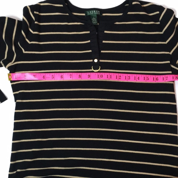 RALPH LAUREN long sleeve Top . Black/Cream - Picture 7 of 10